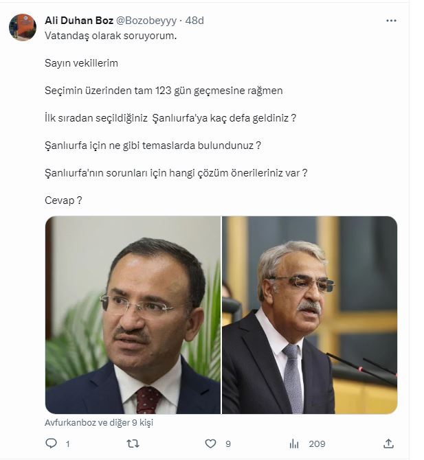 Vatandaş sordu: Kaç sefer Urfa'ya geldiniz ?