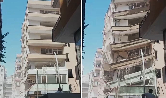 Urfa’da ağır hasarlı binayı ıslık sesi ile yıktı