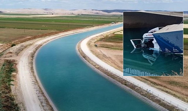 Urfa'da kontrolden çıkan TIR, sulama kanalına uçtu