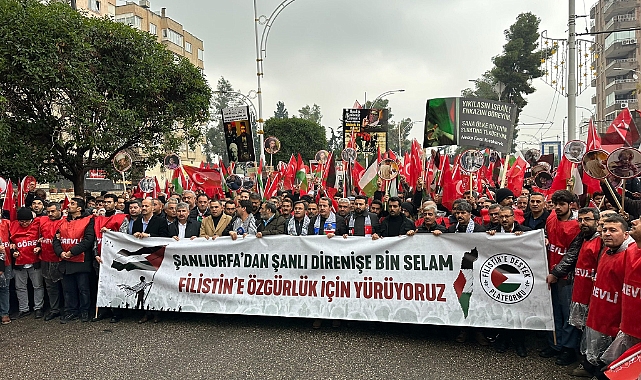Urfa'da binlerce kişi Filistin'e destek için yürüdü