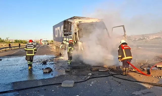 Şanlıurfa'da Araç Alev Aldı, Yol Trafiğe Kapandı
