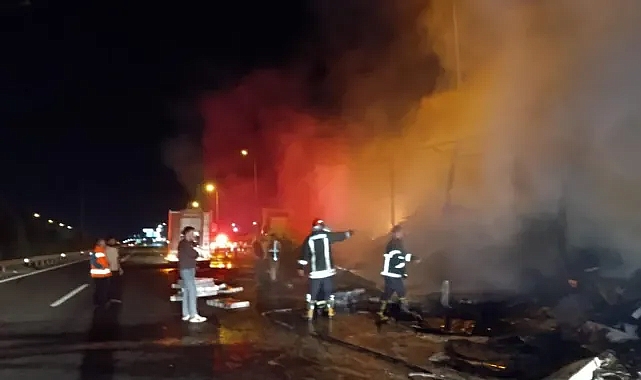 Şanlıurfa’da TV yüklü tır alevlere teslim oldu (VİDEO)