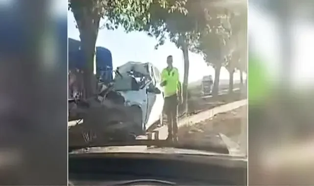 Ağaca çarpan araçta can pazarı: 1 ölü, 1 yaralı