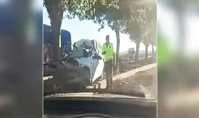Ağaca çarpan araçta can pazarı: 1 ölü, 1 yaralı