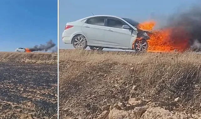 Suruç–Akçakale Çevre Yolu’nda otomobil alev aldı