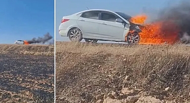 Suruç–Akçakale Çevre Yolu’nda otomobil alev aldı