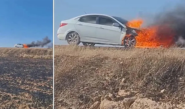 Suruç–Akçakale Çevre Yolu’nda otomobil alev aldı
