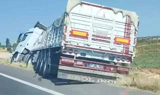Suruç ölüm yolunda korkutan TIR kazası