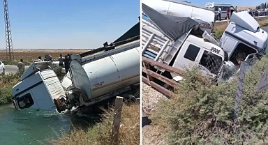 Urfa’da akaryakıt tankeri ve kamyon sulama kanalına uçtu