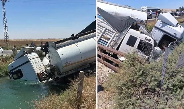 Urfa’da akaryakıt tankeri ve kamyon sulama kanalına uçtu