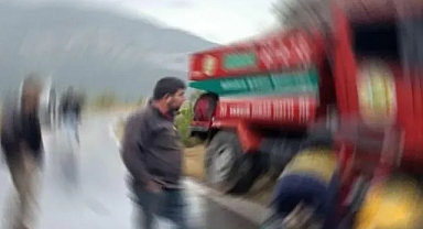 Yangına giderken işçiler kaza geçirdi