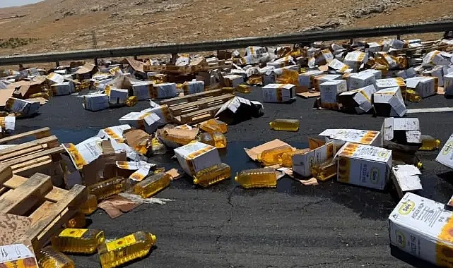 Şanlıurfa'da sıvı yağ yüklü TIR devrildi