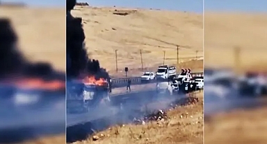 TIR alevlere teslim oldu: Yol trafiğe kapatıldı