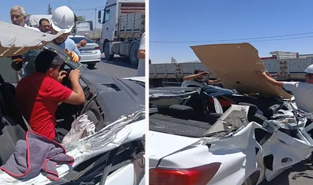 Urfa – Mardin karayolunda ticari araç, TIR’a çarptı