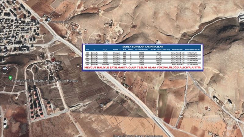 Bakanlık, Urfa'daki 7 konut arsasını satışa çıkarıyor