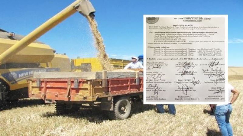 2023 yılı biçerdöver biçim ücretler açıklandı