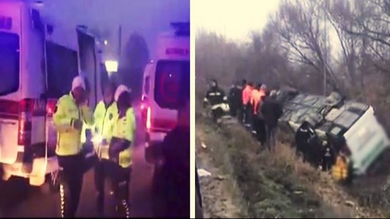 Urfa’ya ait yolcu otobüsü Konya’da devrildi