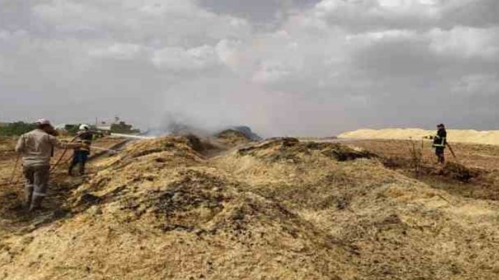 Anız yangını 60 ton samanı küle döndürdü