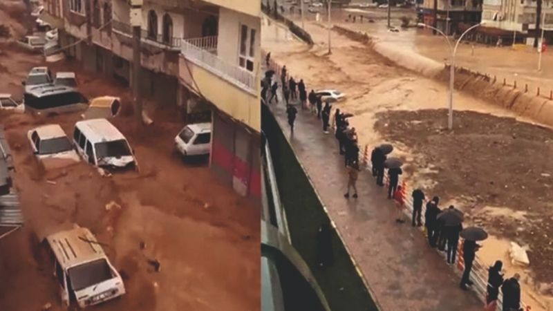 Urfa’da sel nedeniyle caddeler trafiğe kapatıldı