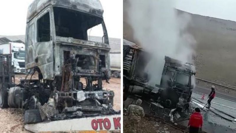 Seyir haldeki TIR alevlere teslim oldu