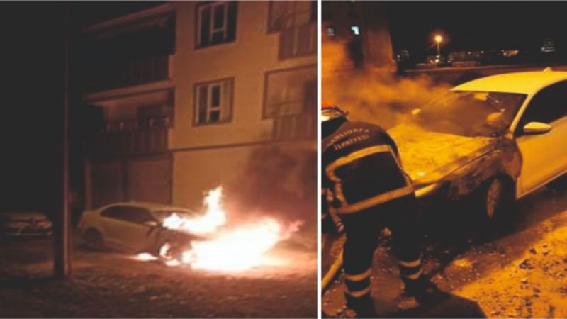 Araç yangını korkuttu